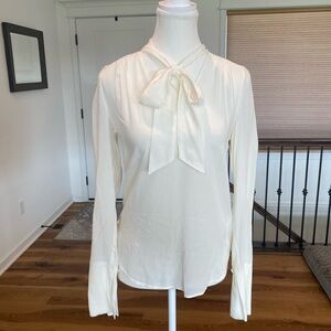 H&M Cream Blouse w/ Neck Tie Sz 2